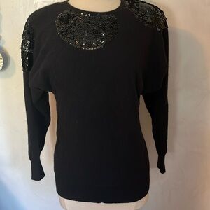 Vintage ML Studio Black Lambswool & Angora rabbit blend Sweater w/sequins Size 8